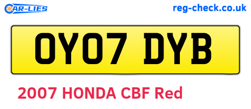 OY07DYB are the vehicle registration plates.