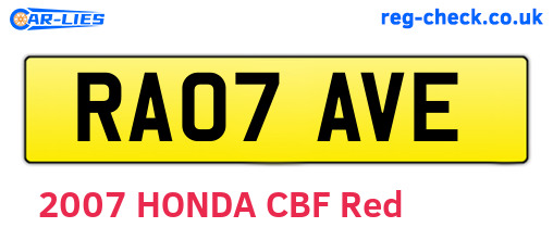 RA07AVE are the vehicle registration plates.