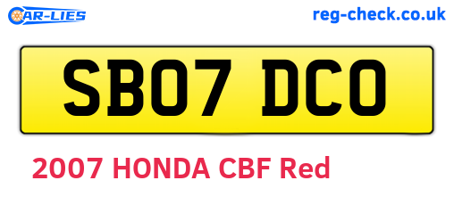 SB07DCO are the vehicle registration plates.