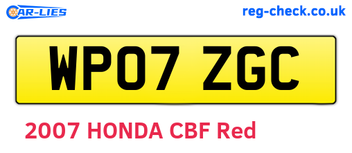 WP07ZGC are the vehicle registration plates.
