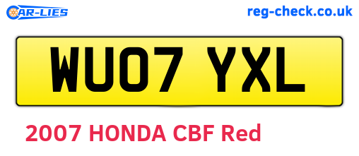 WU07YXL are the vehicle registration plates.
