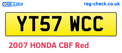 YT57WCC are the vehicle registration plates.