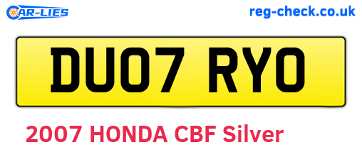 DU07RYO are the vehicle registration plates.