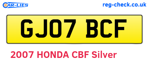GJ07BCF are the vehicle registration plates.