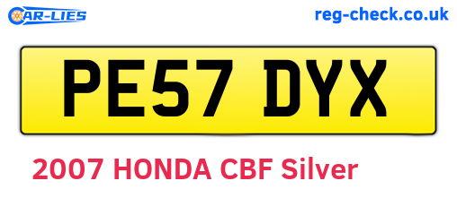 PE57DYX are the vehicle registration plates.