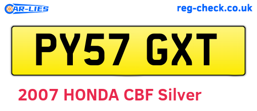 PY57GXT are the vehicle registration plates.