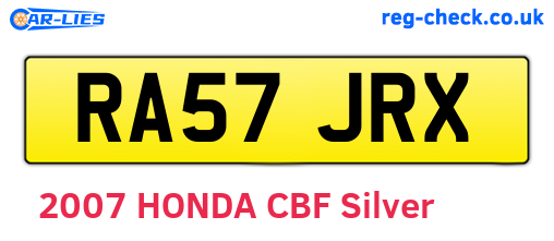 RA57JRX are the vehicle registration plates.