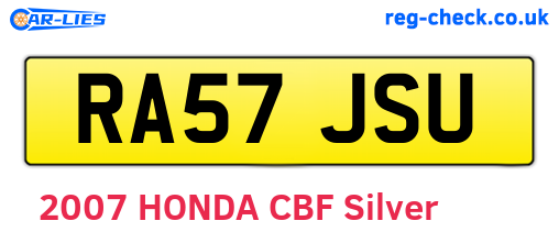 RA57JSU are the vehicle registration plates.