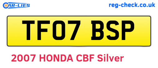 TF07BSP are the vehicle registration plates.