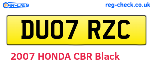 DU07RZC are the vehicle registration plates.