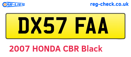 DX57FAA are the vehicle registration plates.