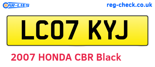 LC07KYJ are the vehicle registration plates.