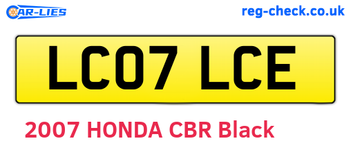 LC07LCE are the vehicle registration plates.