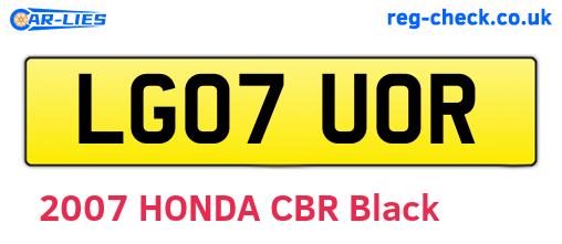 LG07UOR are the vehicle registration plates.