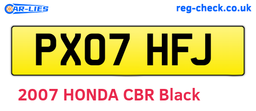 PX07HFJ are the vehicle registration plates.