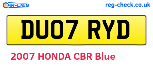 DU07RYD are the vehicle registration plates.