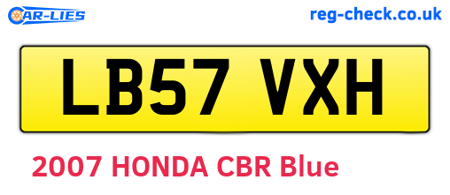 LB57VXH are the vehicle registration plates.