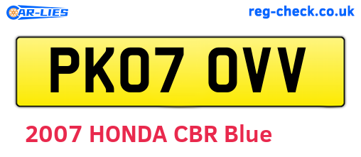 PK07OVV are the vehicle registration plates.