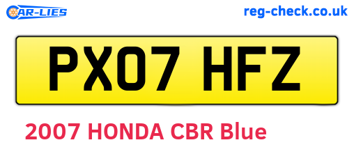 PX07HFZ are the vehicle registration plates.
