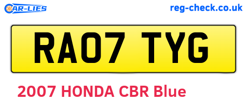 RA07TYG are the vehicle registration plates.