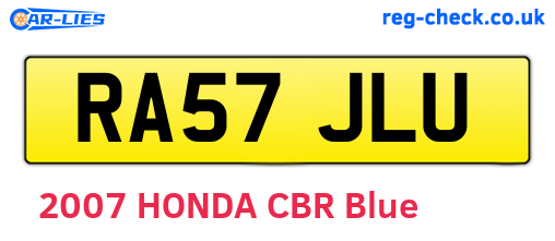 RA57JLU are the vehicle registration plates.