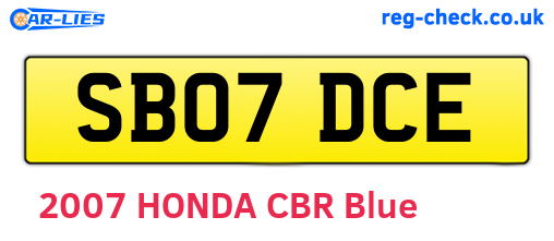 SB07DCE are the vehicle registration plates.