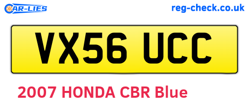 VX56UCC are the vehicle registration plates.