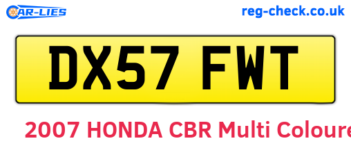 DX57FWT are the vehicle registration plates.