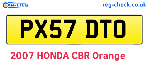 PX57DTO are the vehicle registration plates.