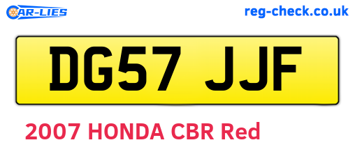 DG57JJF are the vehicle registration plates.