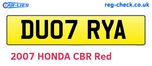 DU07RYA are the vehicle registration plates.