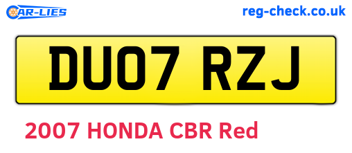 DU07RZJ are the vehicle registration plates.