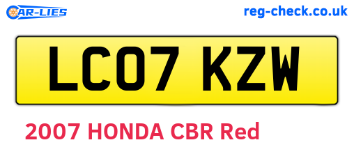 LC07KZW are the vehicle registration plates.