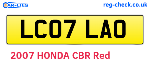 LC07LAO are the vehicle registration plates.