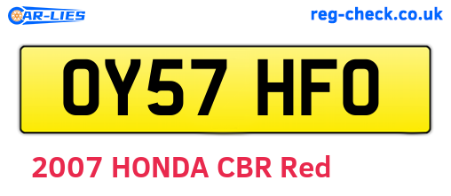 OY57HFO are the vehicle registration plates.