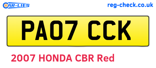 PA07CCK are the vehicle registration plates.