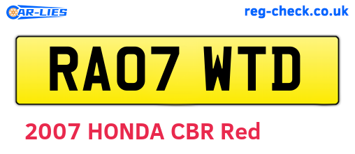 RA07WTD are the vehicle registration plates.