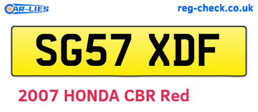 SG57XDF are the vehicle registration plates.