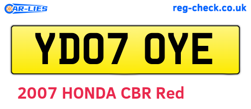 YD07OYE are the vehicle registration plates.