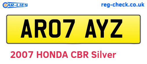 AR07AYZ are the vehicle registration plates.