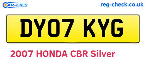 DY07KYG are the vehicle registration plates.