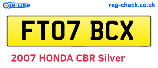 FT07BCX are the vehicle registration plates.
