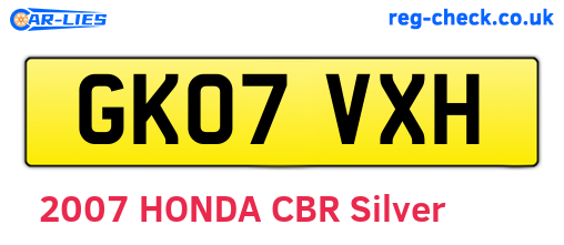 GK07VXH are the vehicle registration plates.
