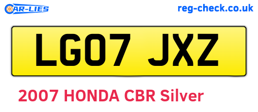 LG07JXZ are the vehicle registration plates.