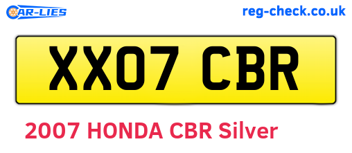 XX07CBR are the vehicle registration plates.