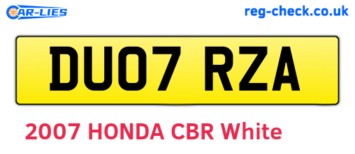 DU07RZA are the vehicle registration plates.