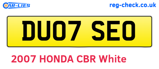 DU07SEO are the vehicle registration plates.