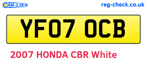 YF07OCB are the vehicle registration plates.