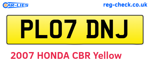 PL07DNJ are the vehicle registration plates.