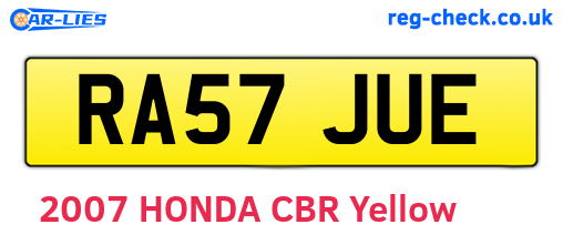 RA57JUE are the vehicle registration plates.
